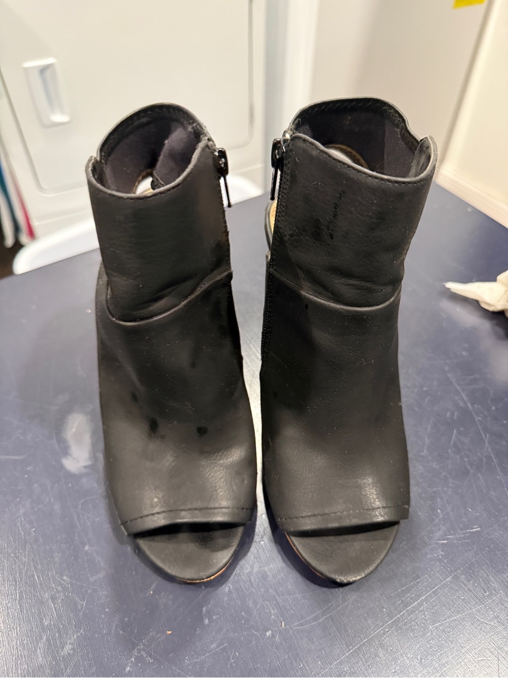 Express Black Open-Toe Zip Ankle Mules